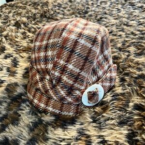 Goorin Bros Brown Plaid Hat with White Buckle